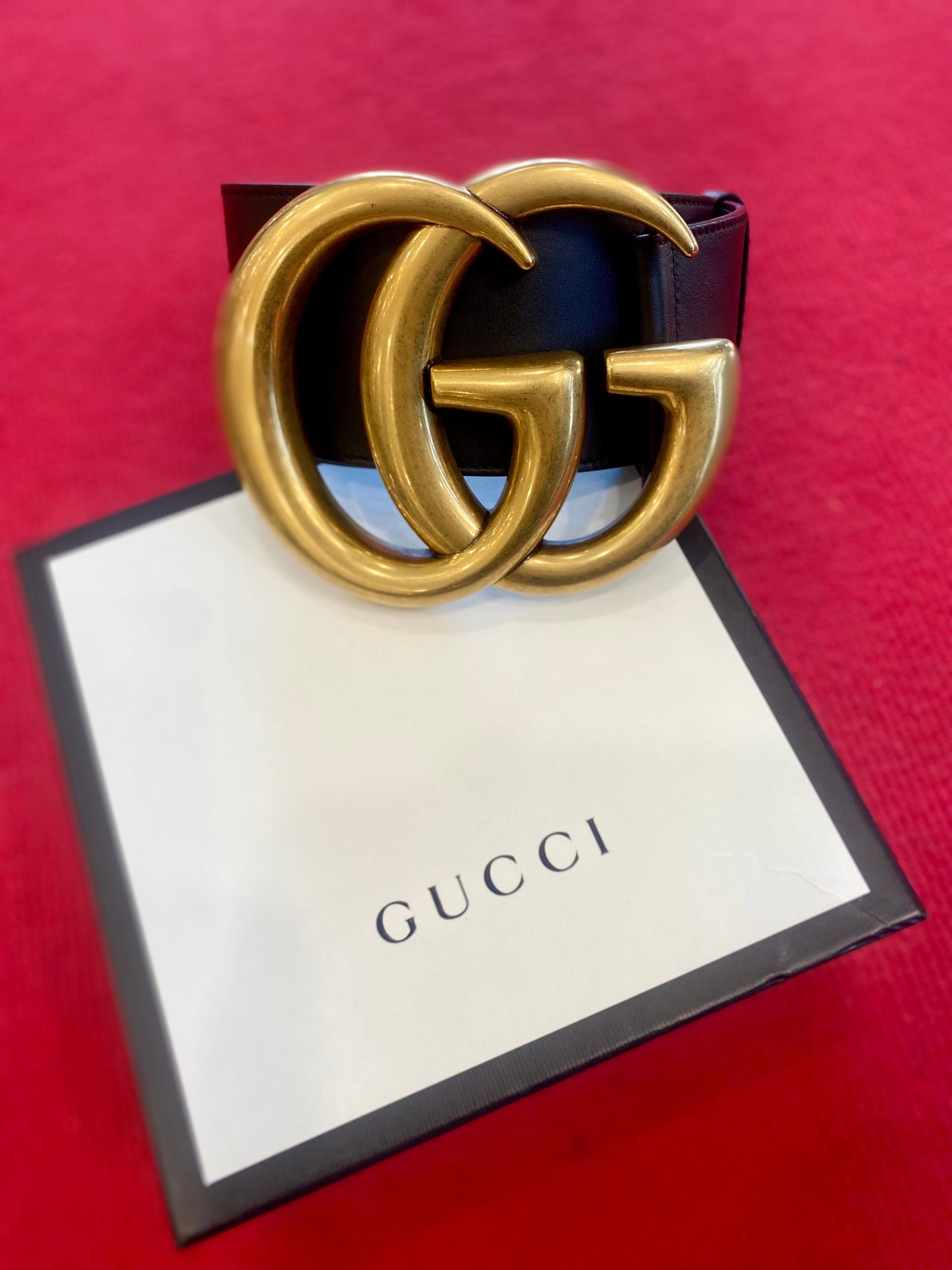 Gucci GG MARMONT WIDE Leather Calfskin Belt