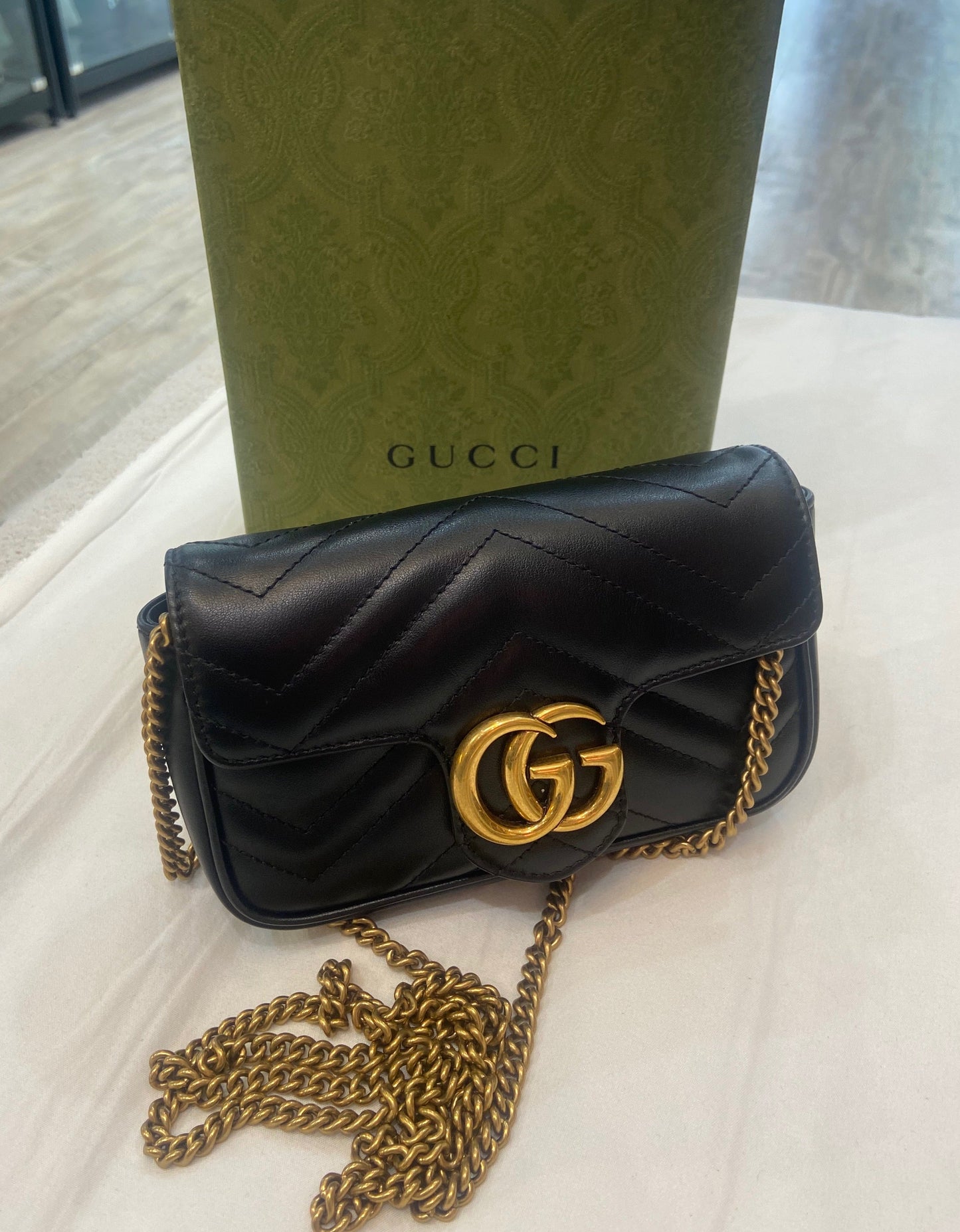 Gucci GG MARMONT Leather Calfskin Mini Travel Bag