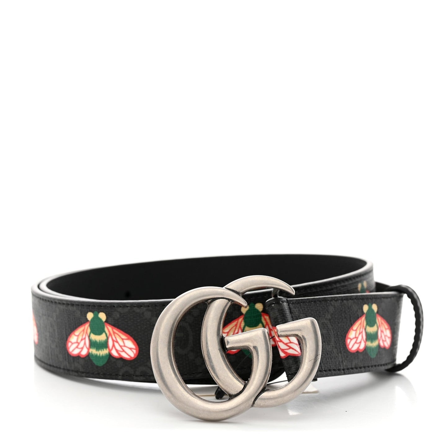 Gucci GG SUPREME BEES APPIA Monogram Calfskin Belt