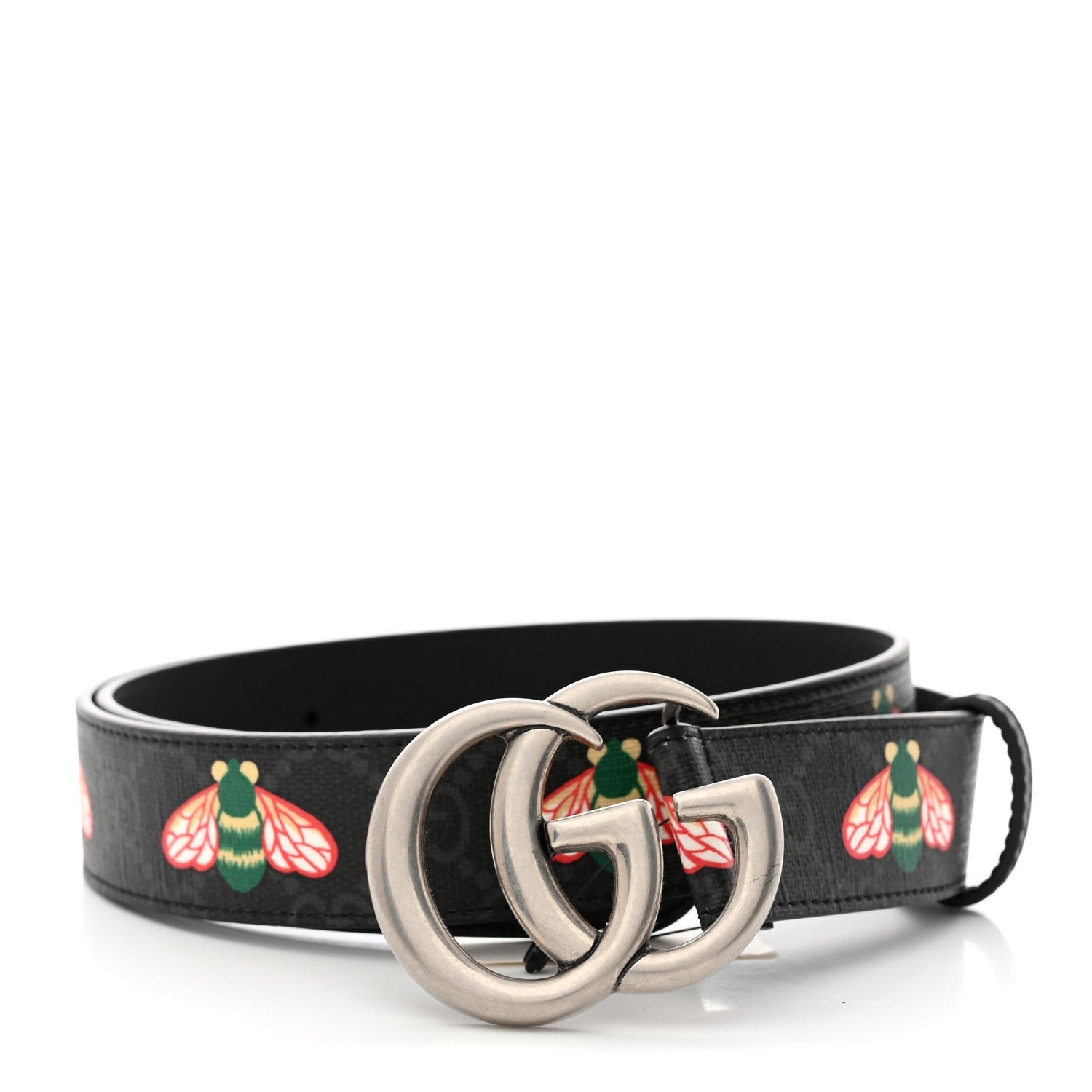 Gucci GG SUPREME BEES APPIA Monogram Calfskin Belt