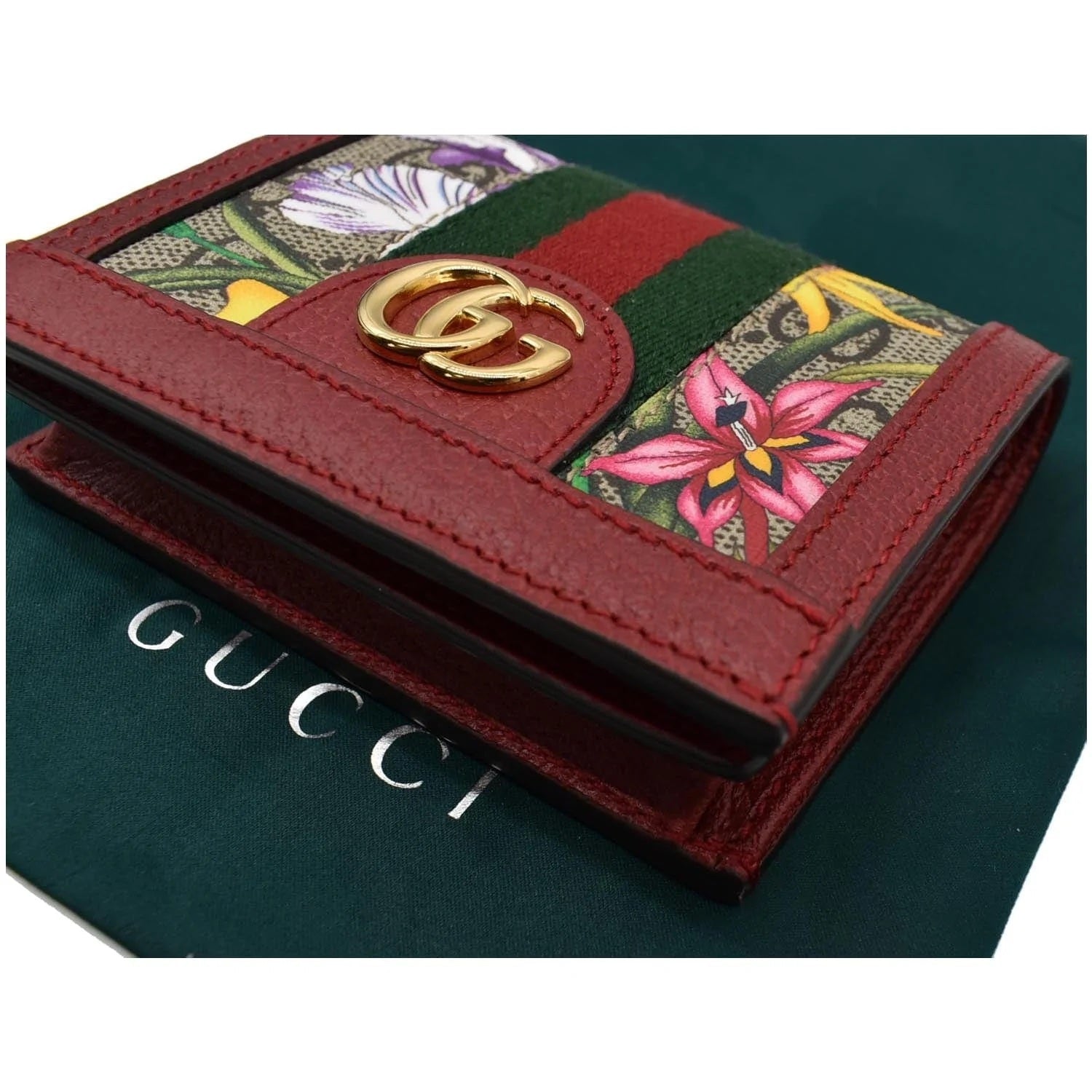 Gucci GG SUPREME FLORA WEB OPHIDIA Monogram Wallet Case