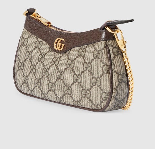 Gucci GG SUPREME OPHIDIA Monogram Mini Chain Travel Bag