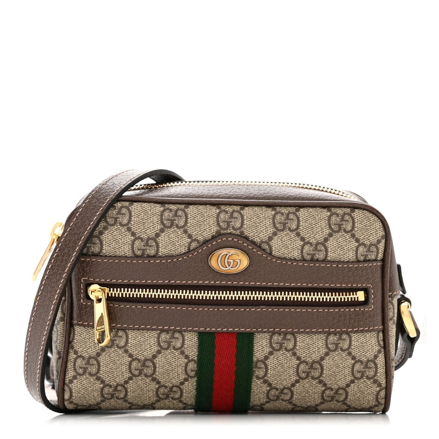 Gucci GG SUPREME WEB OPHIDIA Monogram Mini Crossbody Bag