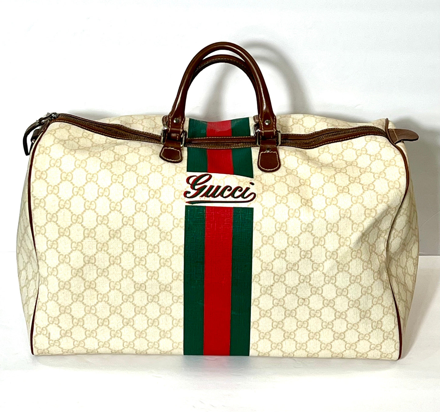 Gucci GG SUPREME WEB DUFFLE Large Travel Bag
