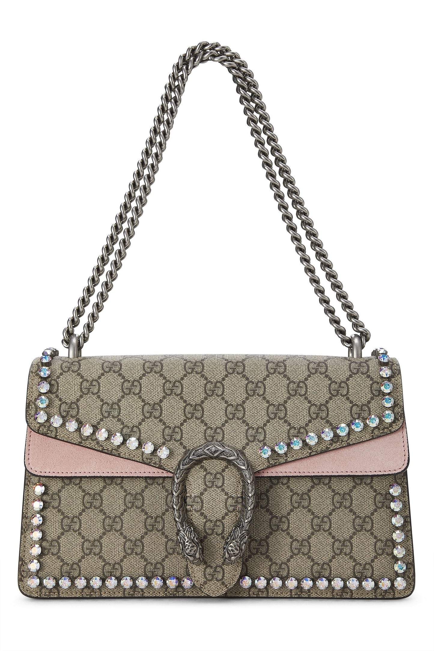 Gucci GG SUPREME DIONYSUS CRYSTAL Monogram Suede Medium Shoulder Bag