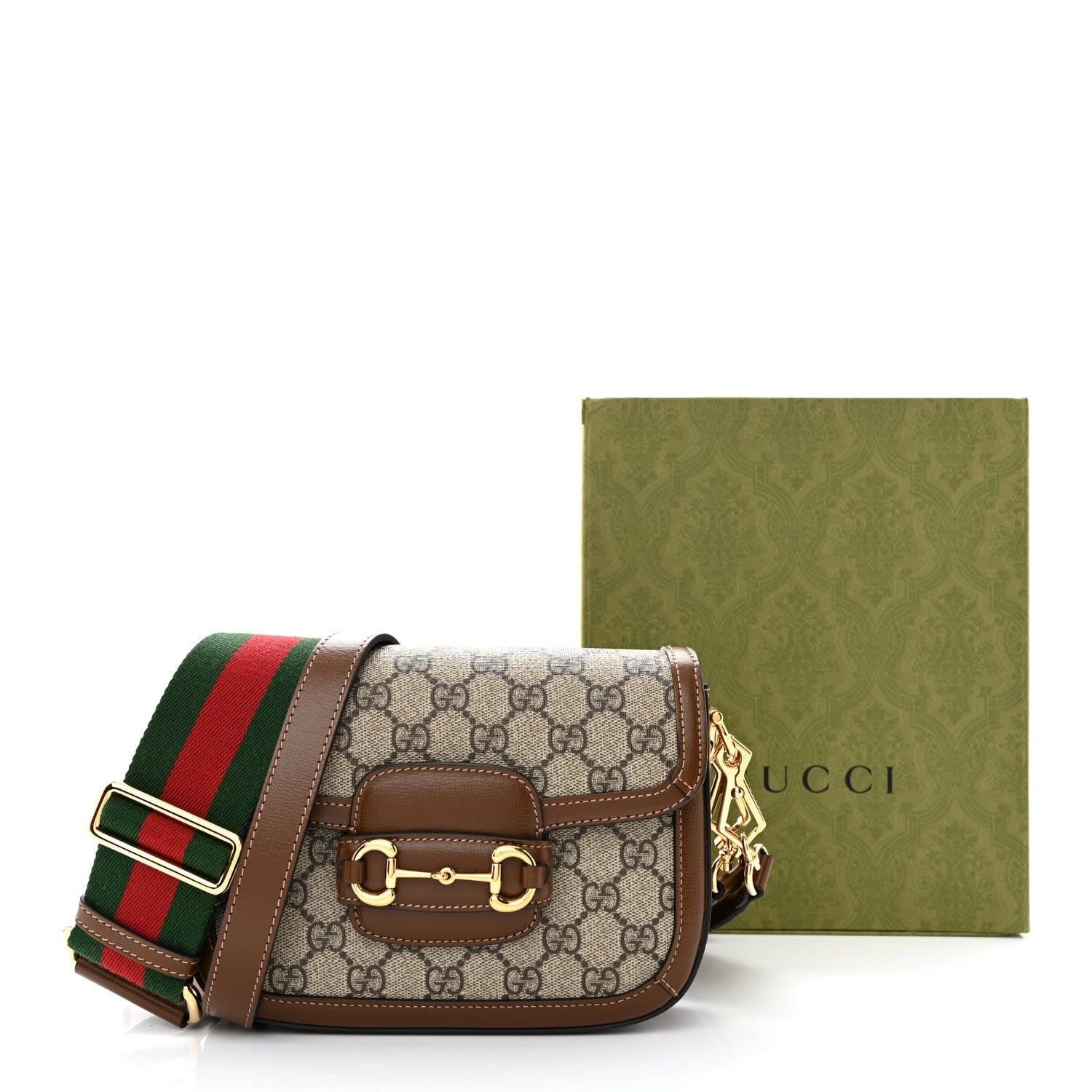 Gucci GG SUPREME WEB HORSEBIT Monogram Mini Crossbody Bag
