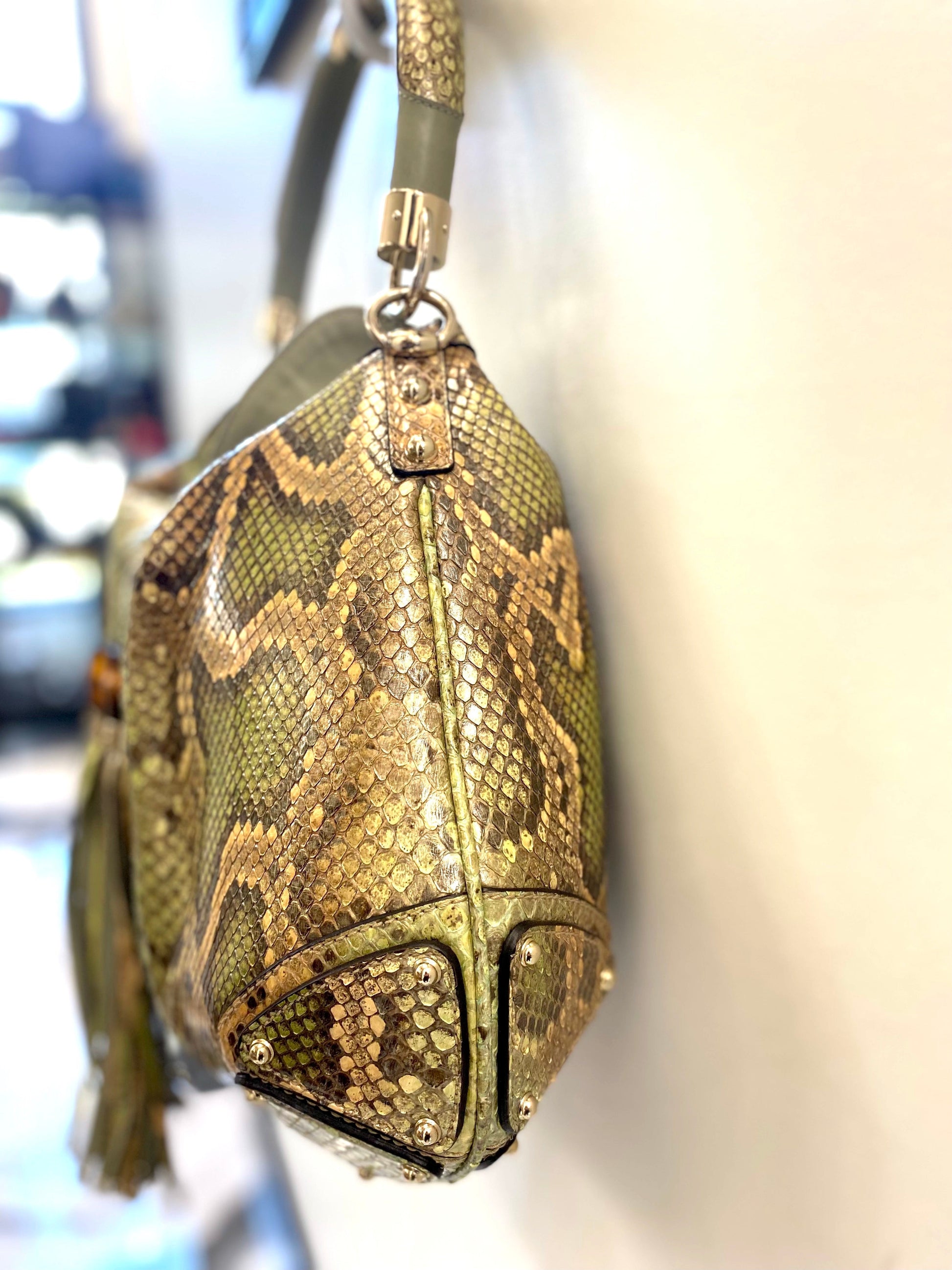 Gucci BABOUSKA INDY Python Green Travel Bag