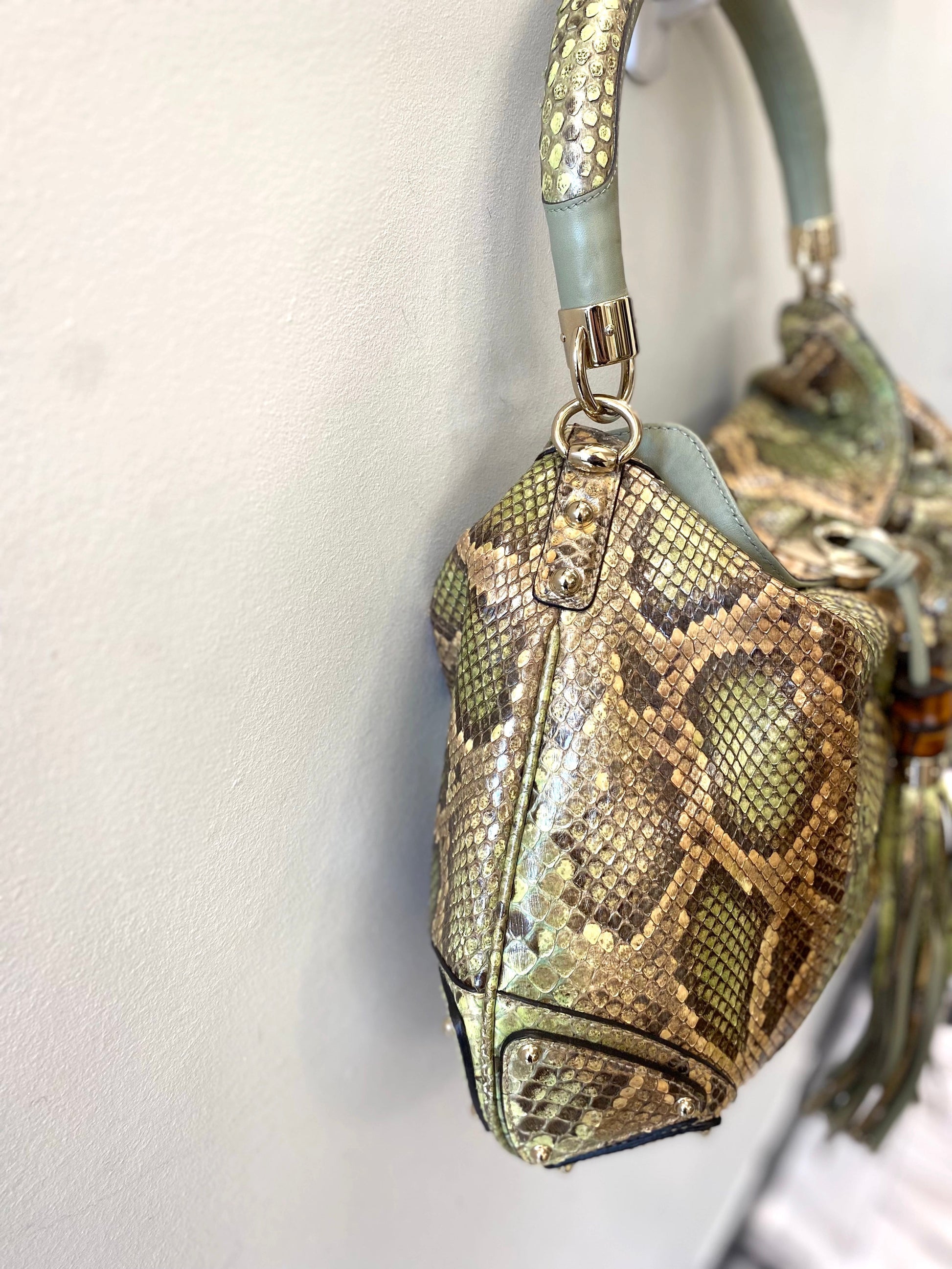 Gucci BABOUSKA INDY Python Green Travel Bag