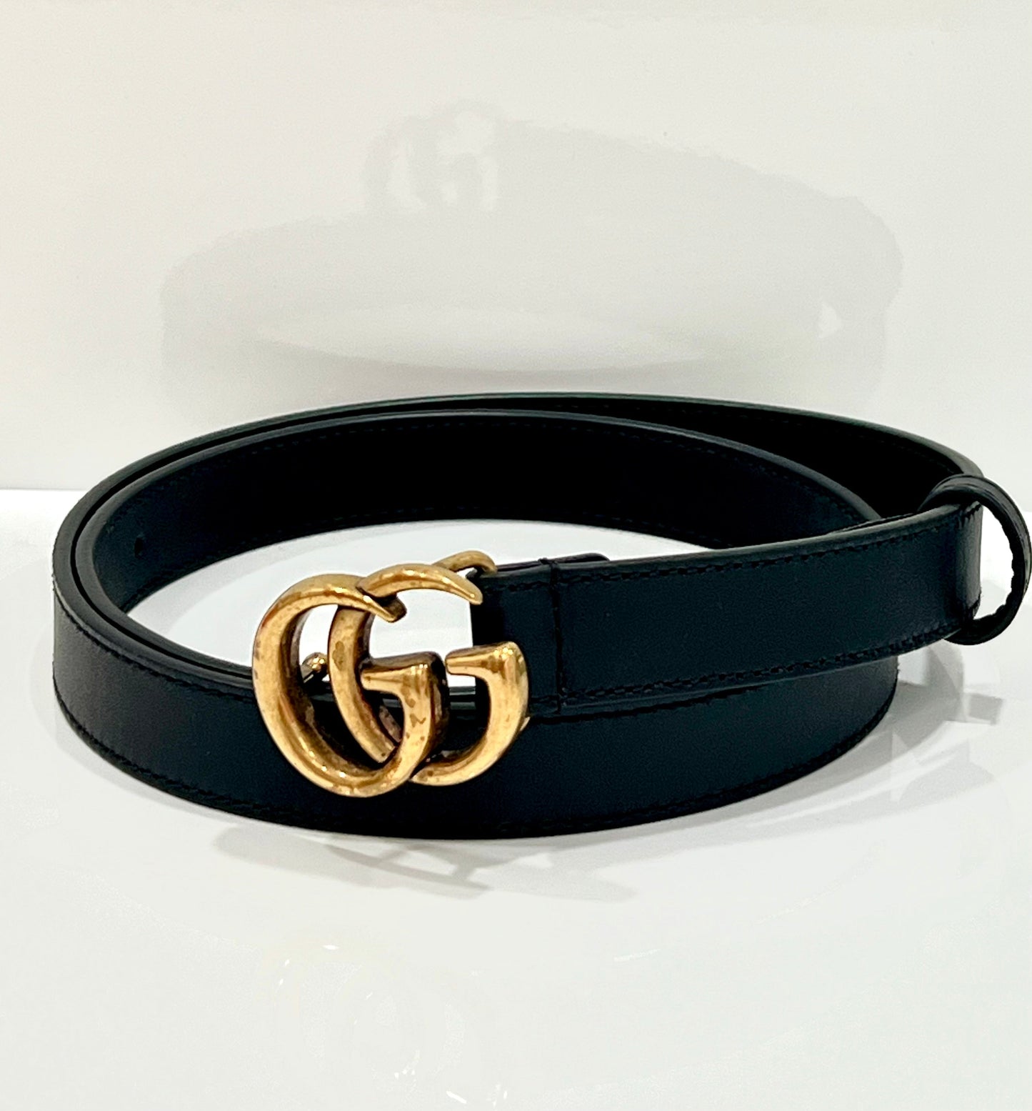 Gucci GG MARMONT SLIM Leather Calfskin Belt