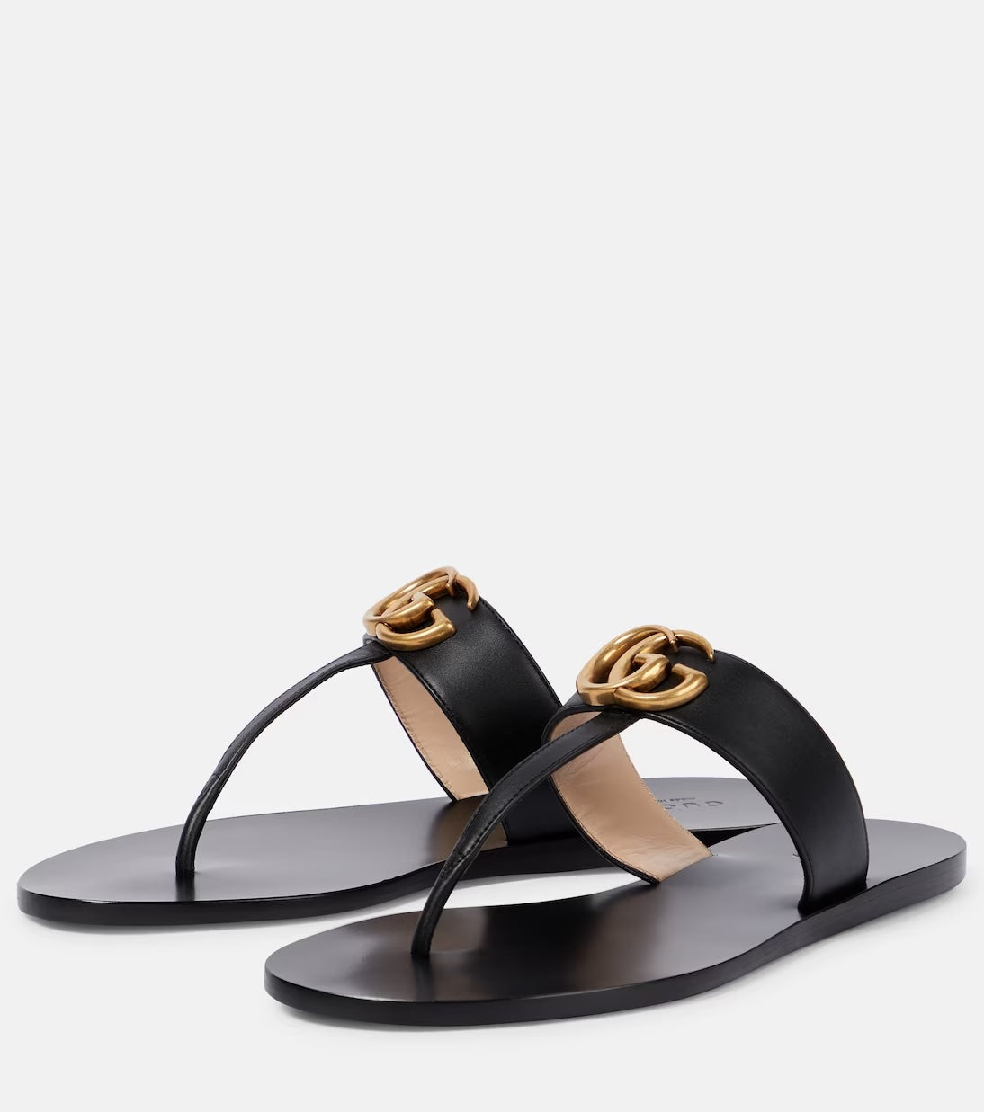 Gucci GG MARMONT THONG SLIDES Leather Calfskin Handbag