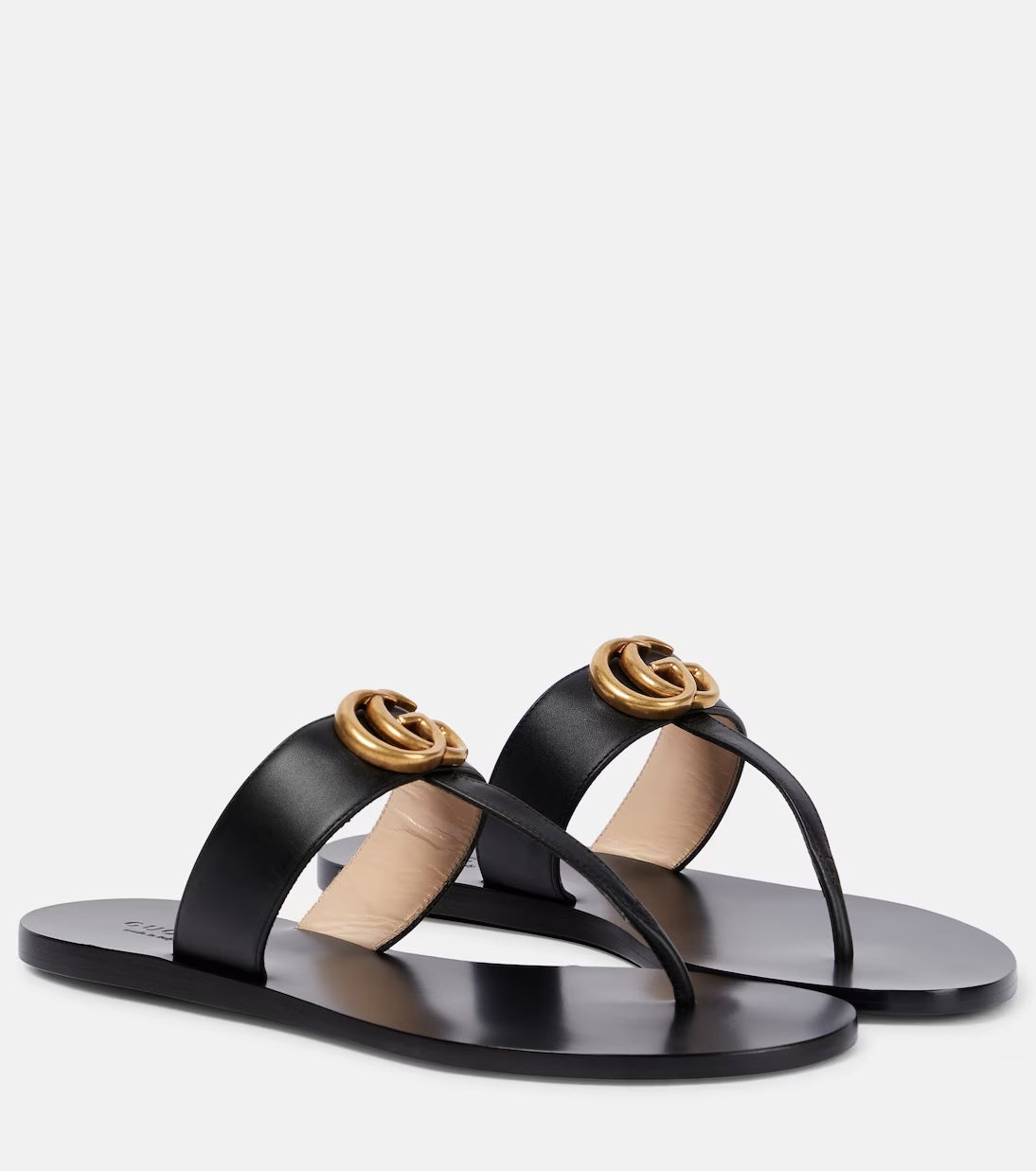 Gucci GG MARMONT THONG SLIDES Leather Calfskin Handbag