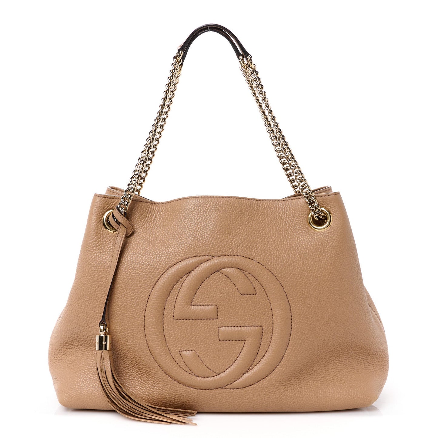 Gucci PEBBLED SOHO Leather Calfskin Medium Chain Handbag