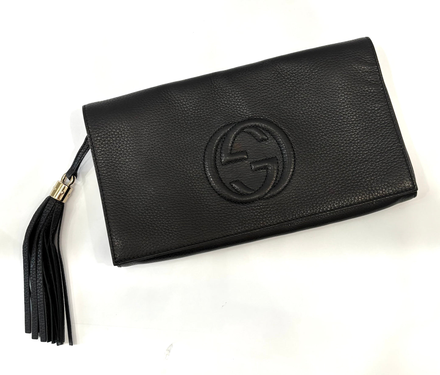Gucci PEBBLED SOHO Leather Calfskin Medium Clutch Bag