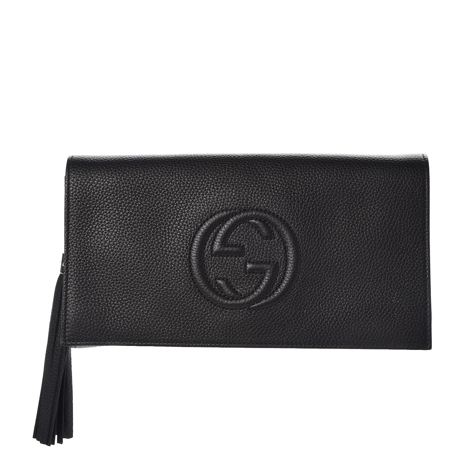 Gucci PEBBLED SOHO Leather Calfskin Medium Clutch Bag