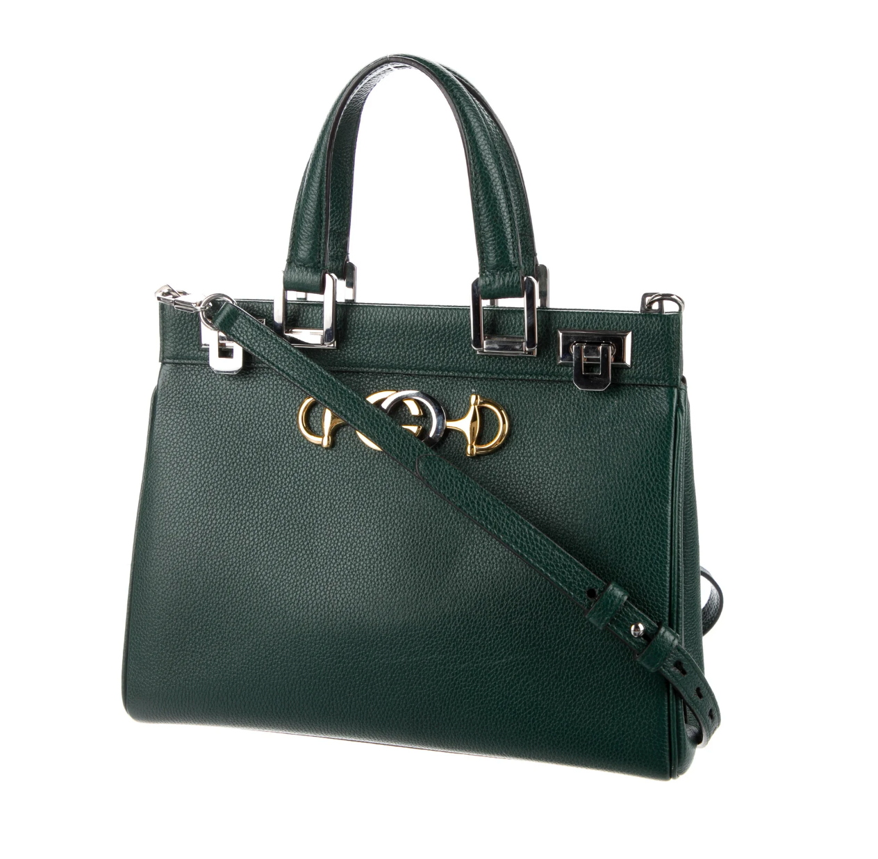 Gucci PEBBLED ZUMI Leather Calfskin Top Handle Travel Bag