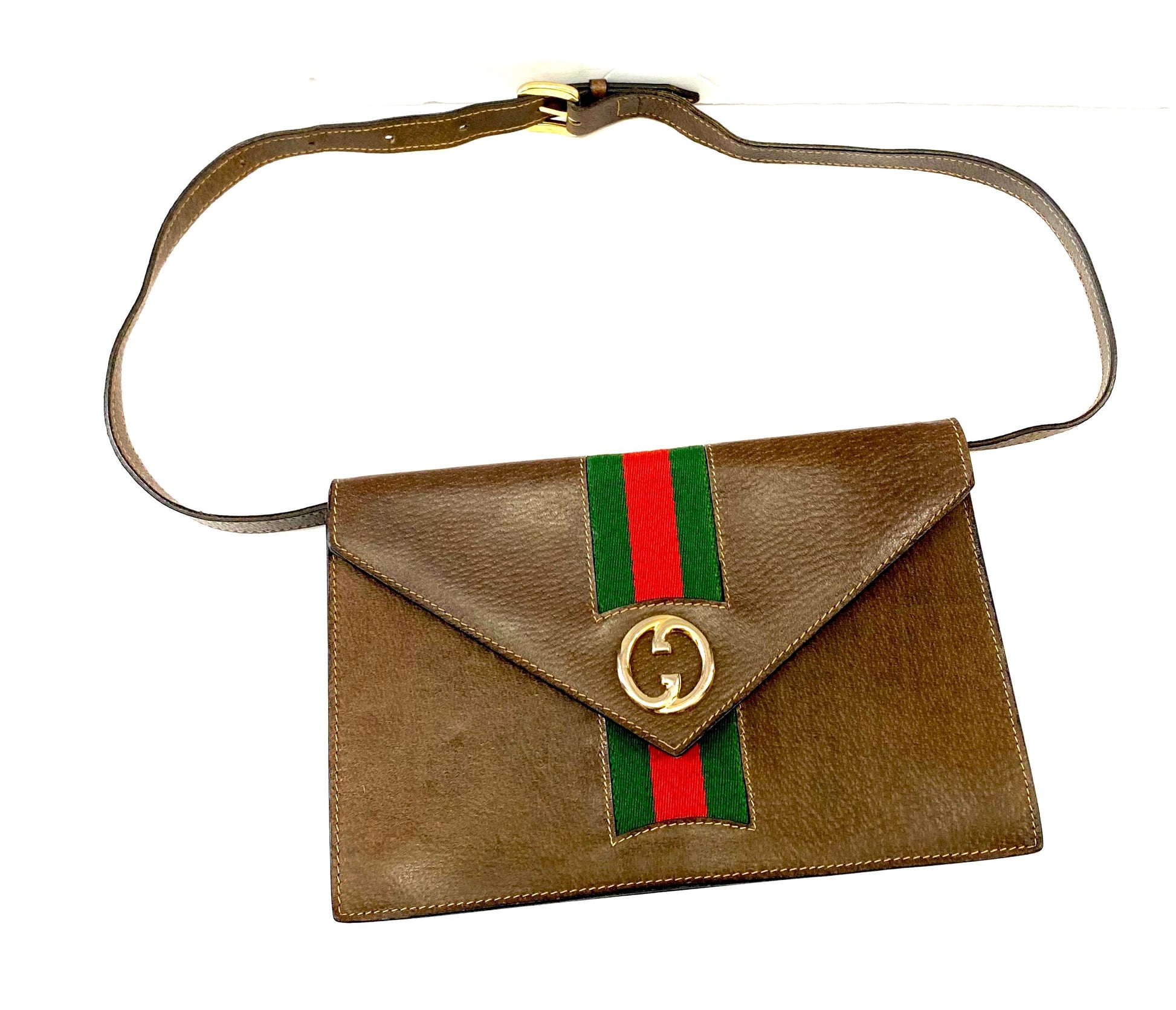 Gucci SHERRY LINE GG WEB Leather Shoulder Bag