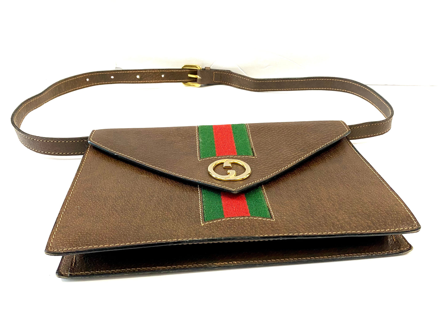 Gucci SHERRY LINE GG WEB Leather Shoulder Bag