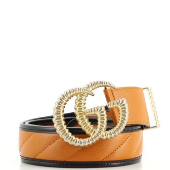 Gucci GG MARMONT TORCHON DIAGONAL Quilted Leather Belt