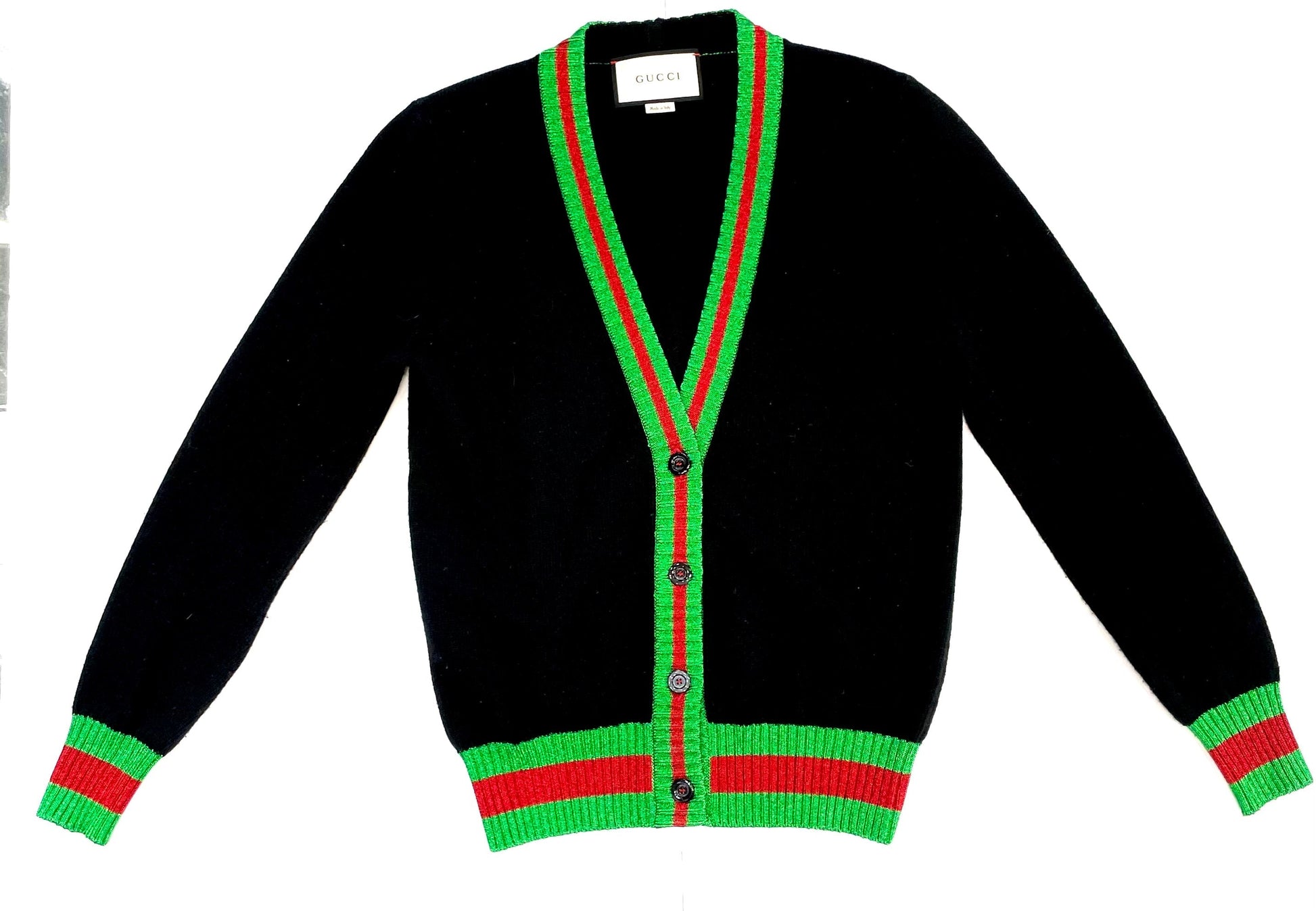 Gucci WEB TRIM SWEATER CARDIGAN Wool Apparel