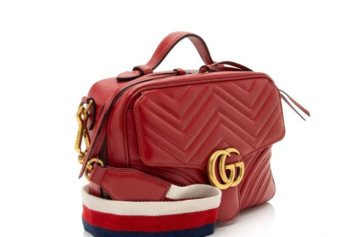 Gucci GG MARMONT ZIP AROUND TOP Matelasse Leather Travel Bag
