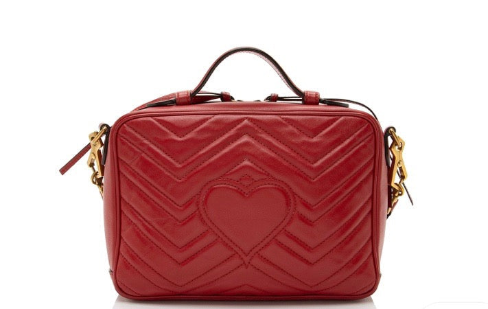 Gucci GG MARMONT ZIP AROUND TOP Matelasse Leather Travel Bag