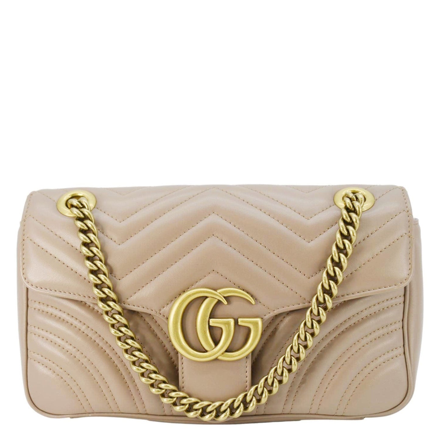 Gucci Marmont Diagonal Crossbody Bag Porcelain Rose Leather Matelasse