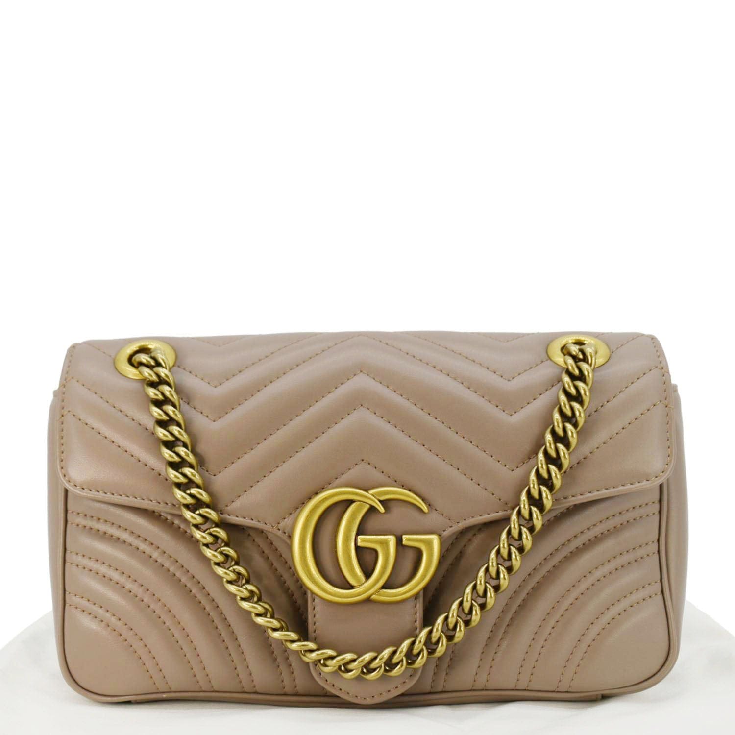 Gucci Marmont Diagonal Crossbody Bag Porcelain Rose Leather Matelasse