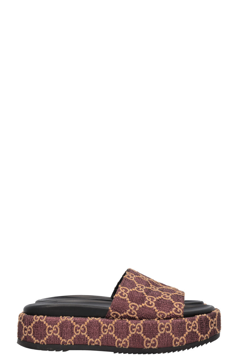 GUCCI GG Platform Slides Lurex Brown