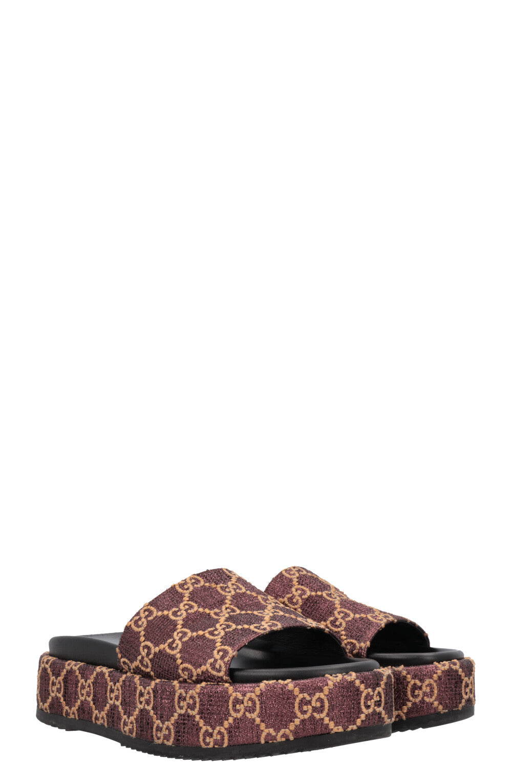 GUCCI GG Platform Slides Lurex Brown