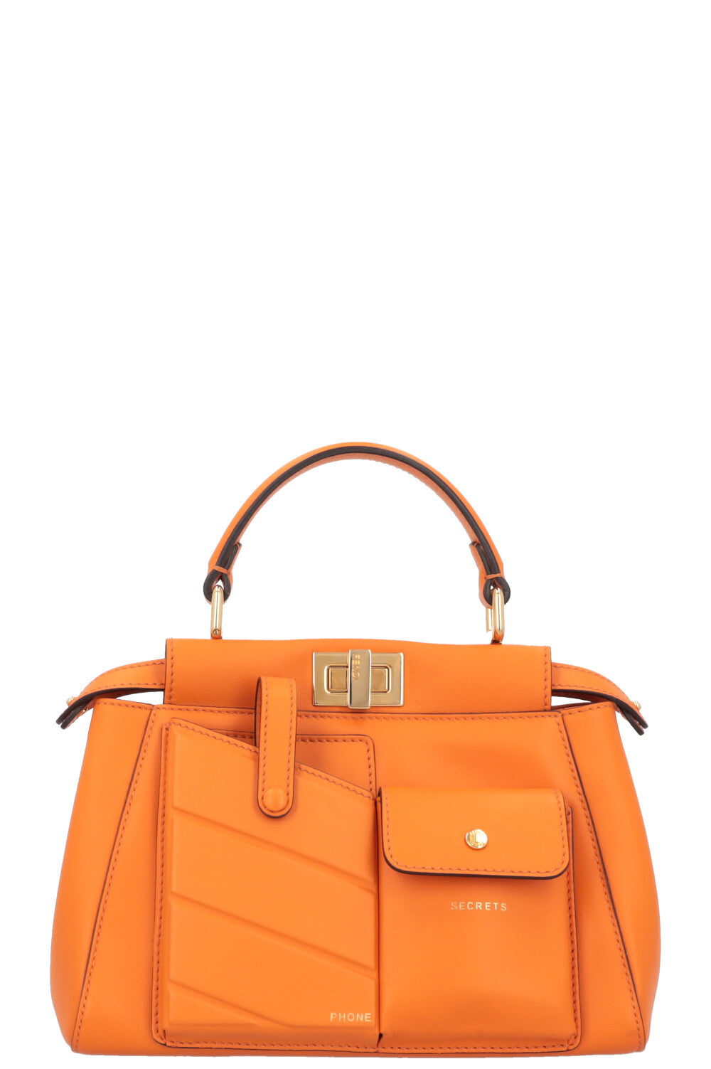Fendi Peekaboo Pocket Leather Orange Mini Mini Bag