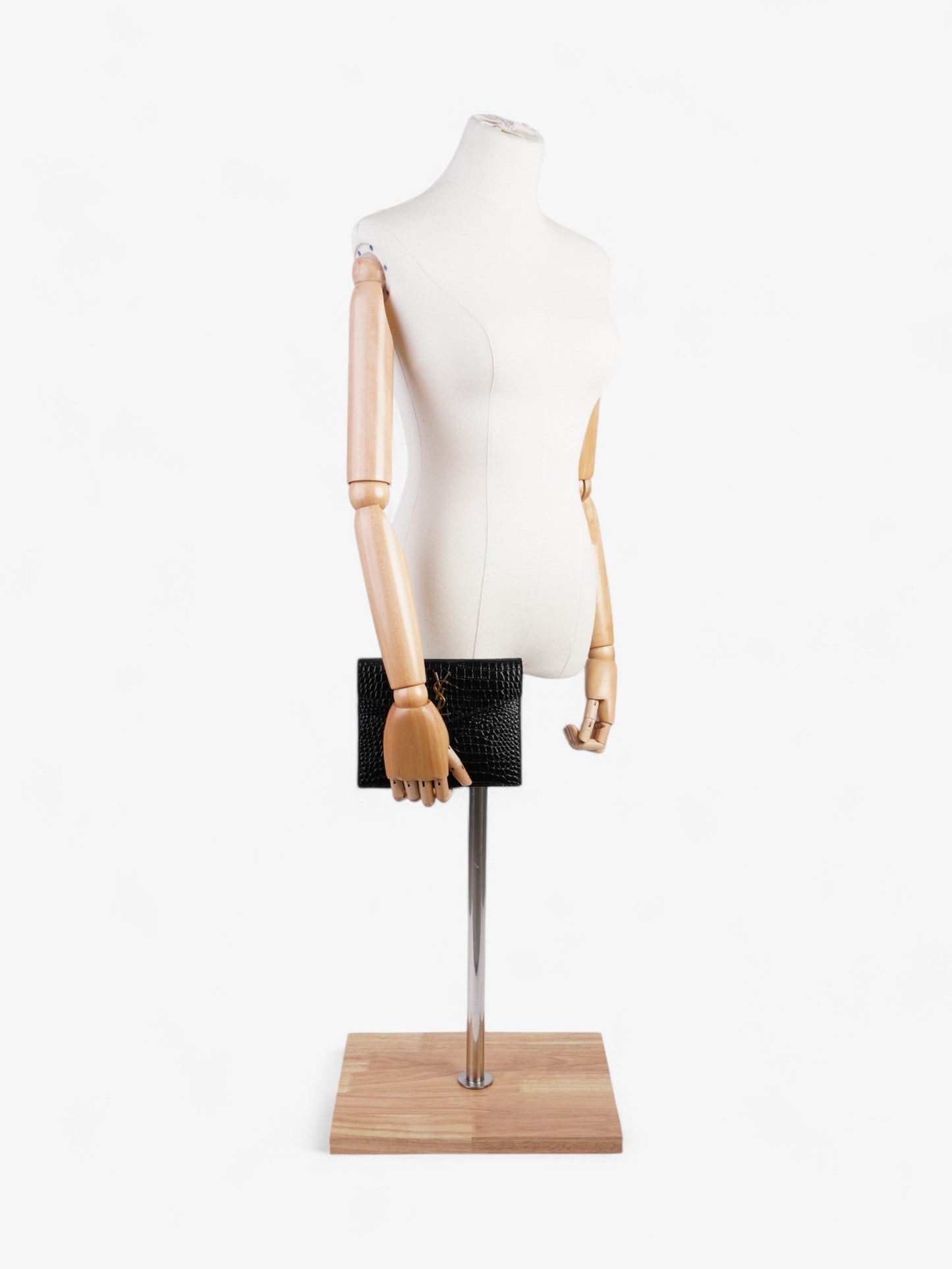 YSL Saint Laurent Uptown Clutch Leather Black Embossed Clutch Bag Embossed Leather 1