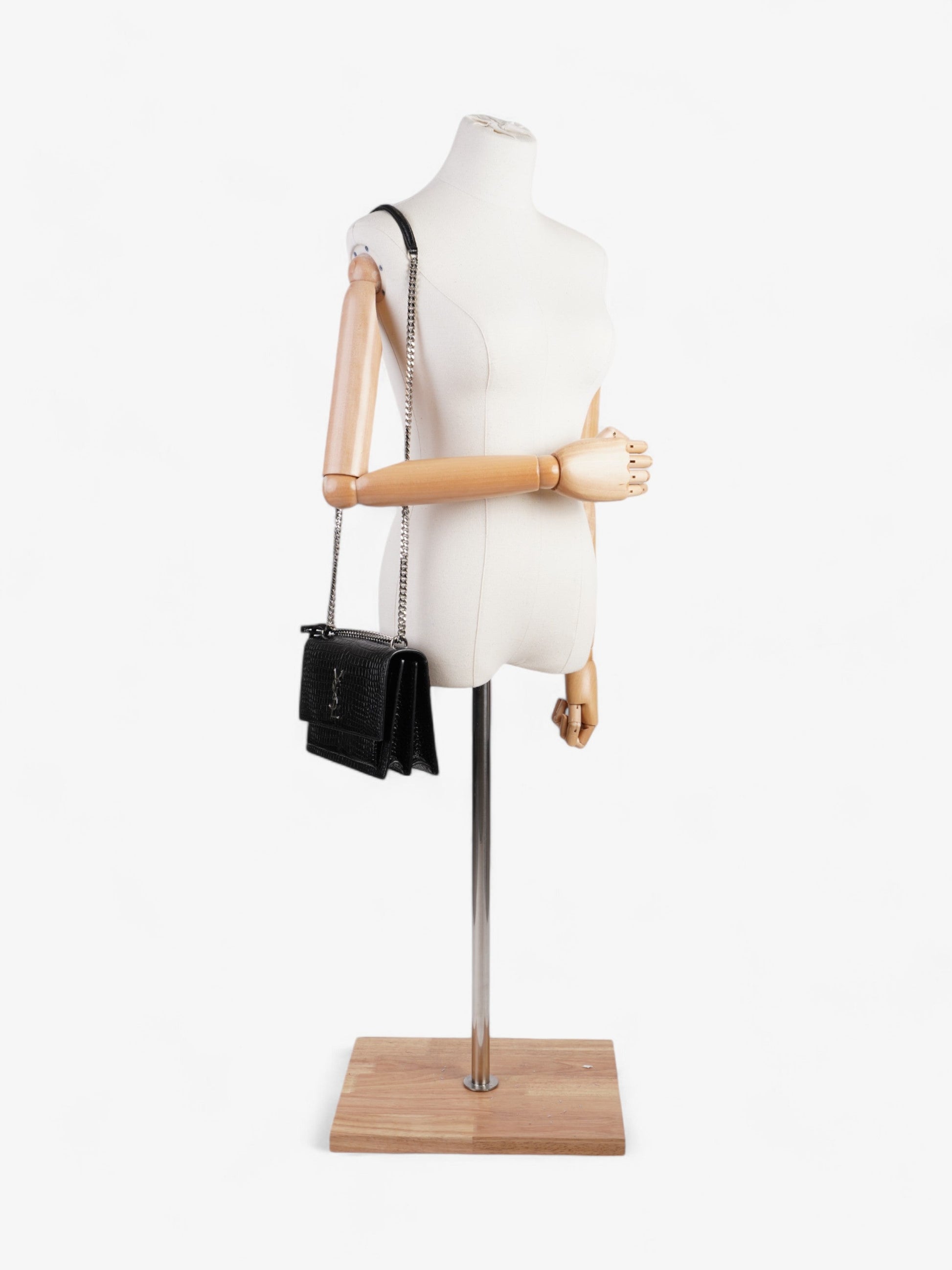 YSL Saint Laurent Sunset Shoulder Bag Leather Black Medium Leather Medium 3