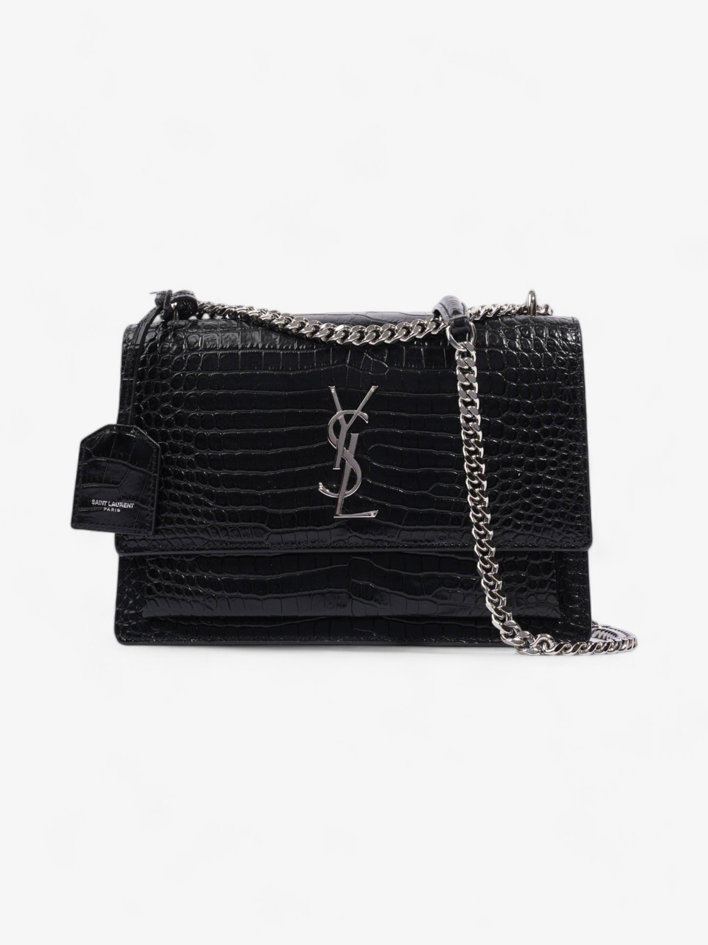 YSL Saint Laurent Sunset Shoulder Bag Leather Black Medium Leather Medium 3