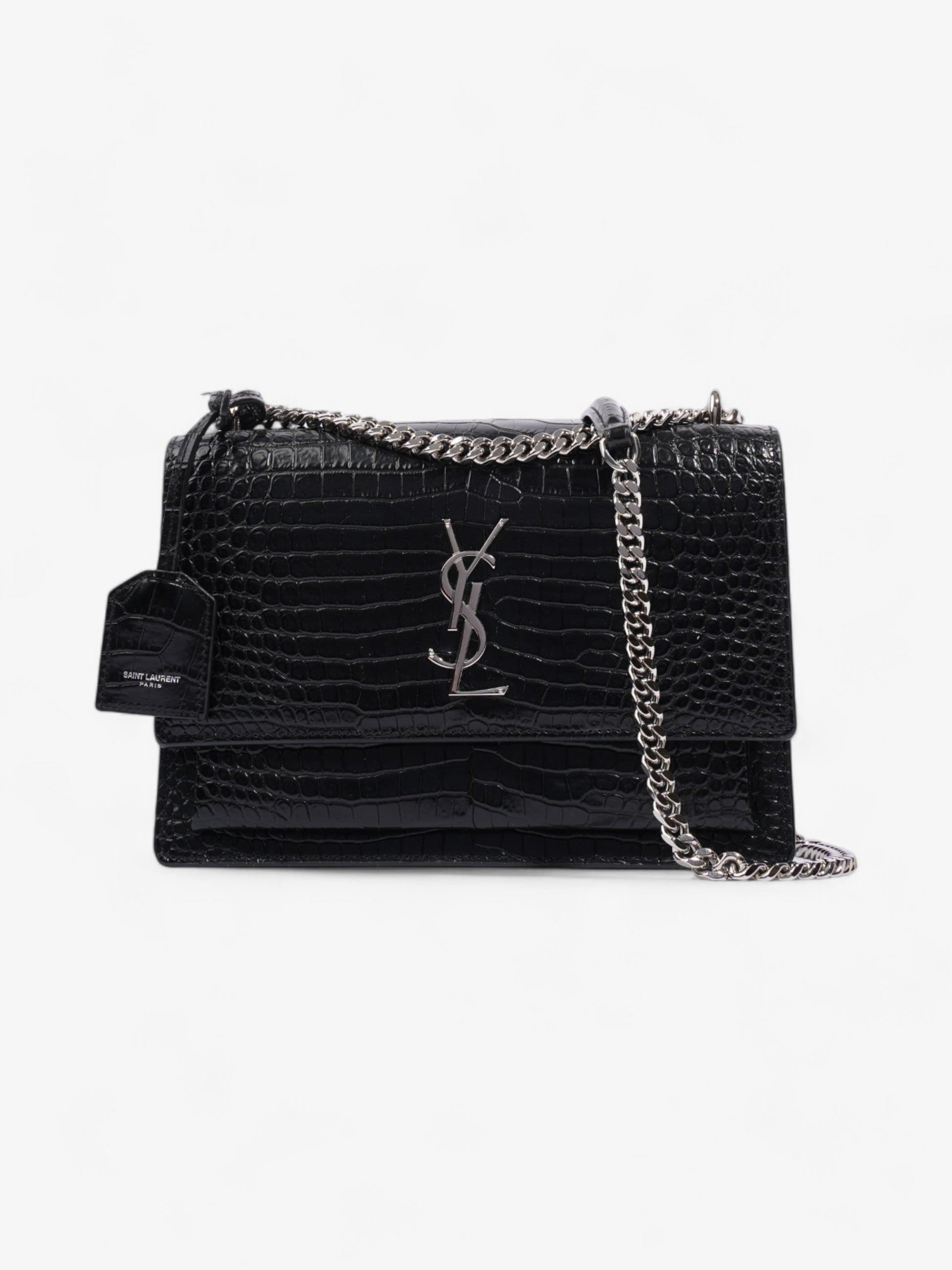 YSL Saint Laurent Sunset Shoulder Bag Leather Black Medium Leather Medium 3
