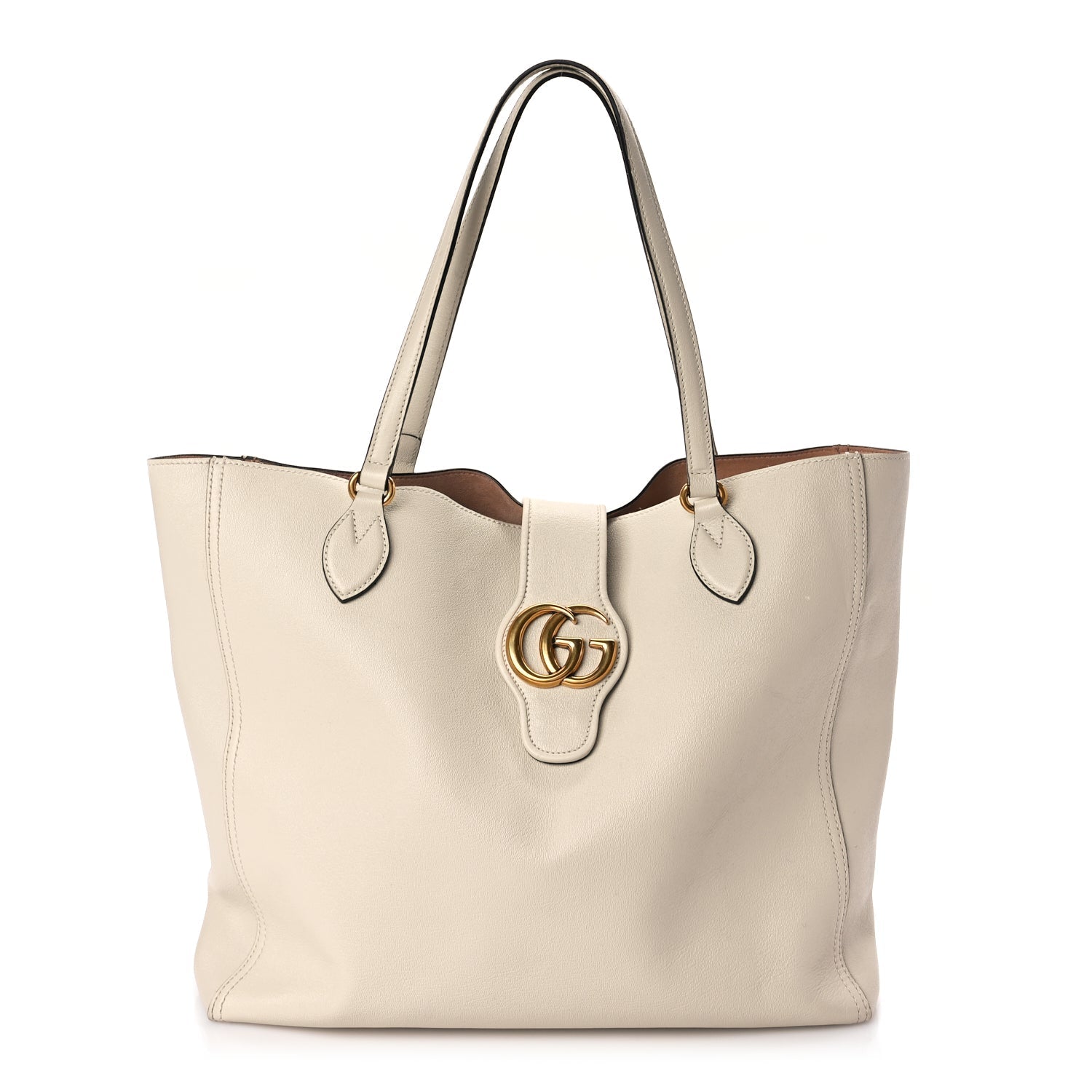 Gucci New Sakai Calfskin Lux Medium Dahlia Tote Mystic White