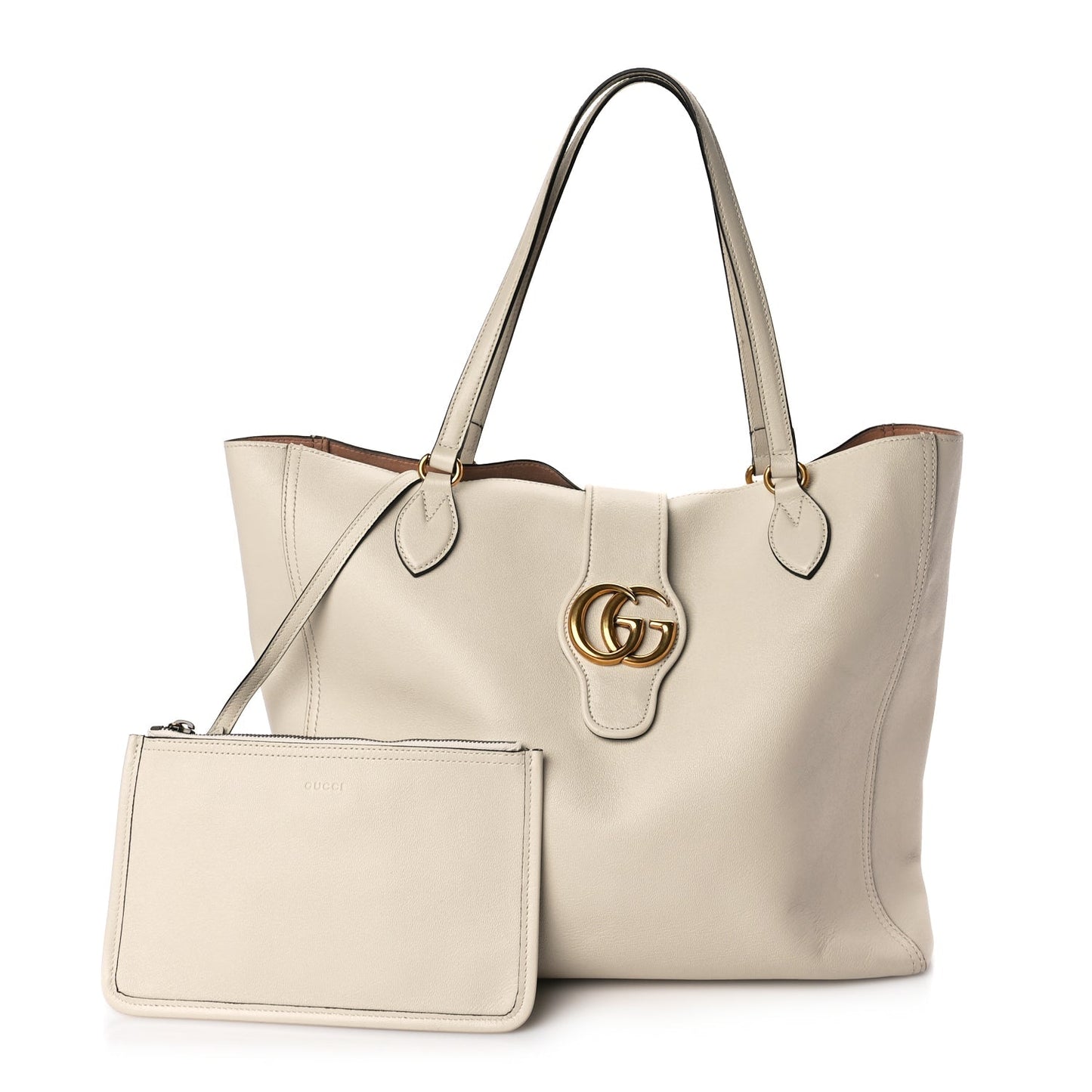 Gucci New Sakai Calfskin Lux Medium Dahlia Tote Mystic White
