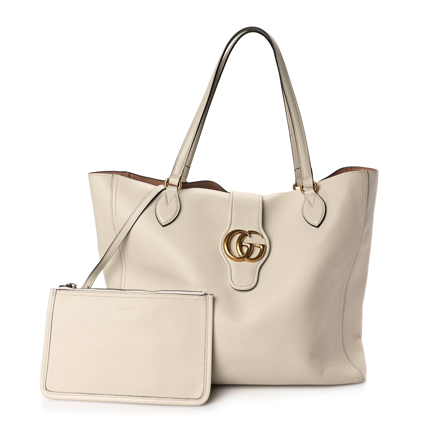 Gucci New Sakai Calfskin Lux Medium Dahlia Tote Mystic White