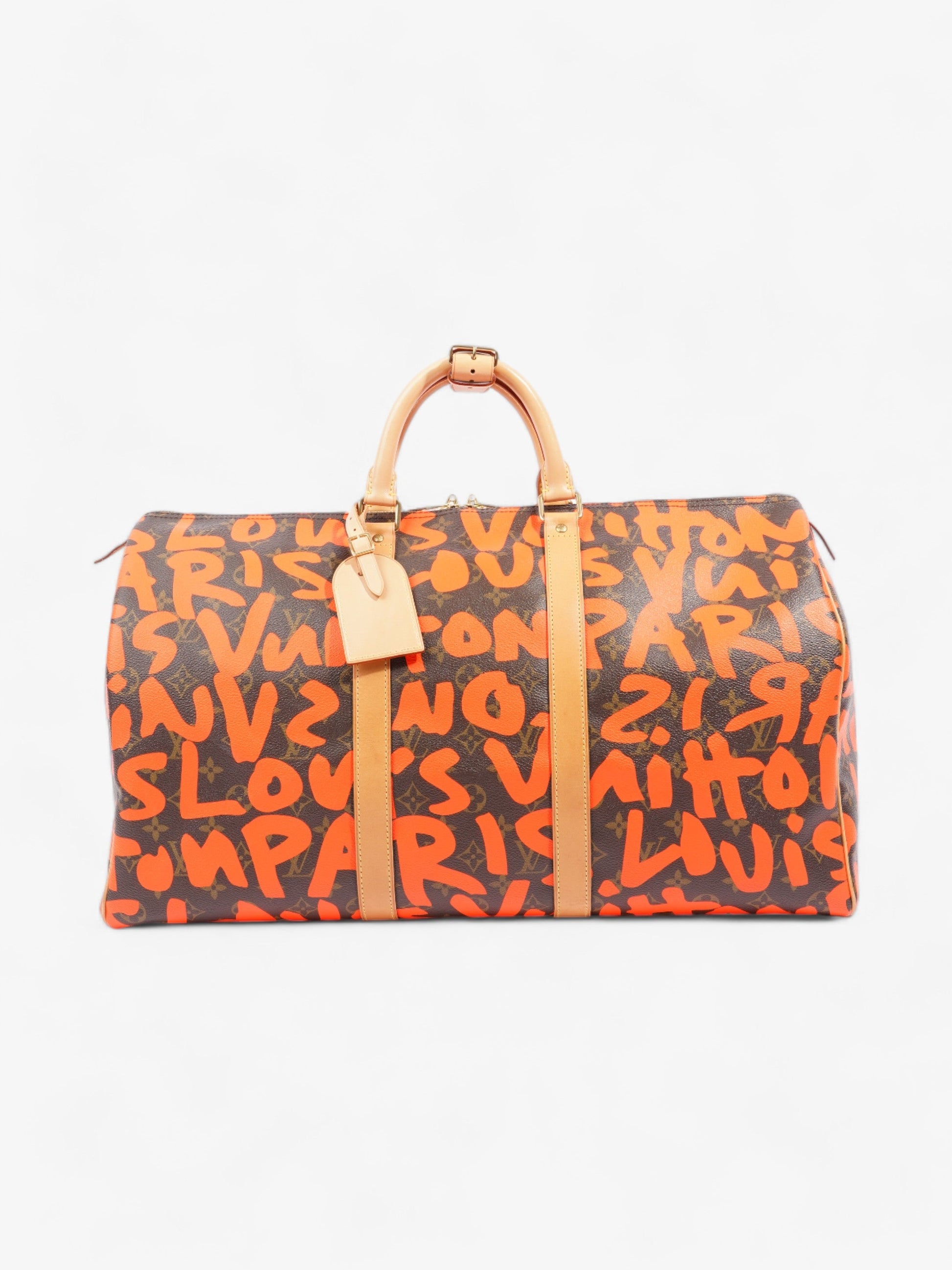 Louis Vuitton Keepall Graffiti 50 Coated Monogram Canvas Coated Canvas Orange Apparel