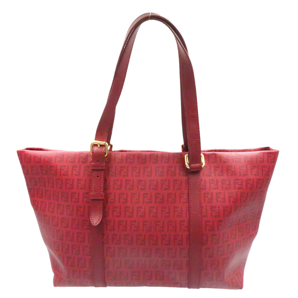 Fendi Tote Bag 8Bh215 Pvc Coated Zucchino Women Canvas Red