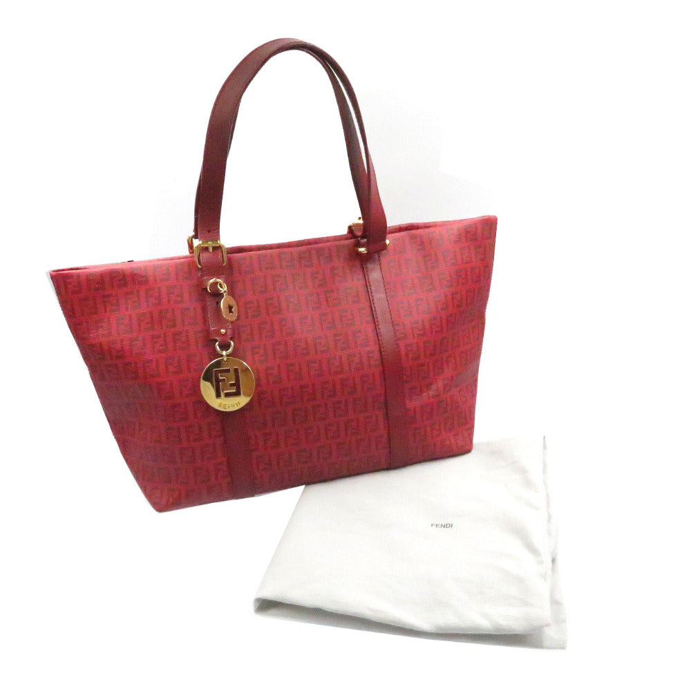 Fendi Tote Bag 8Bh215 Pvc Coated Zucchino Women Canvas Red