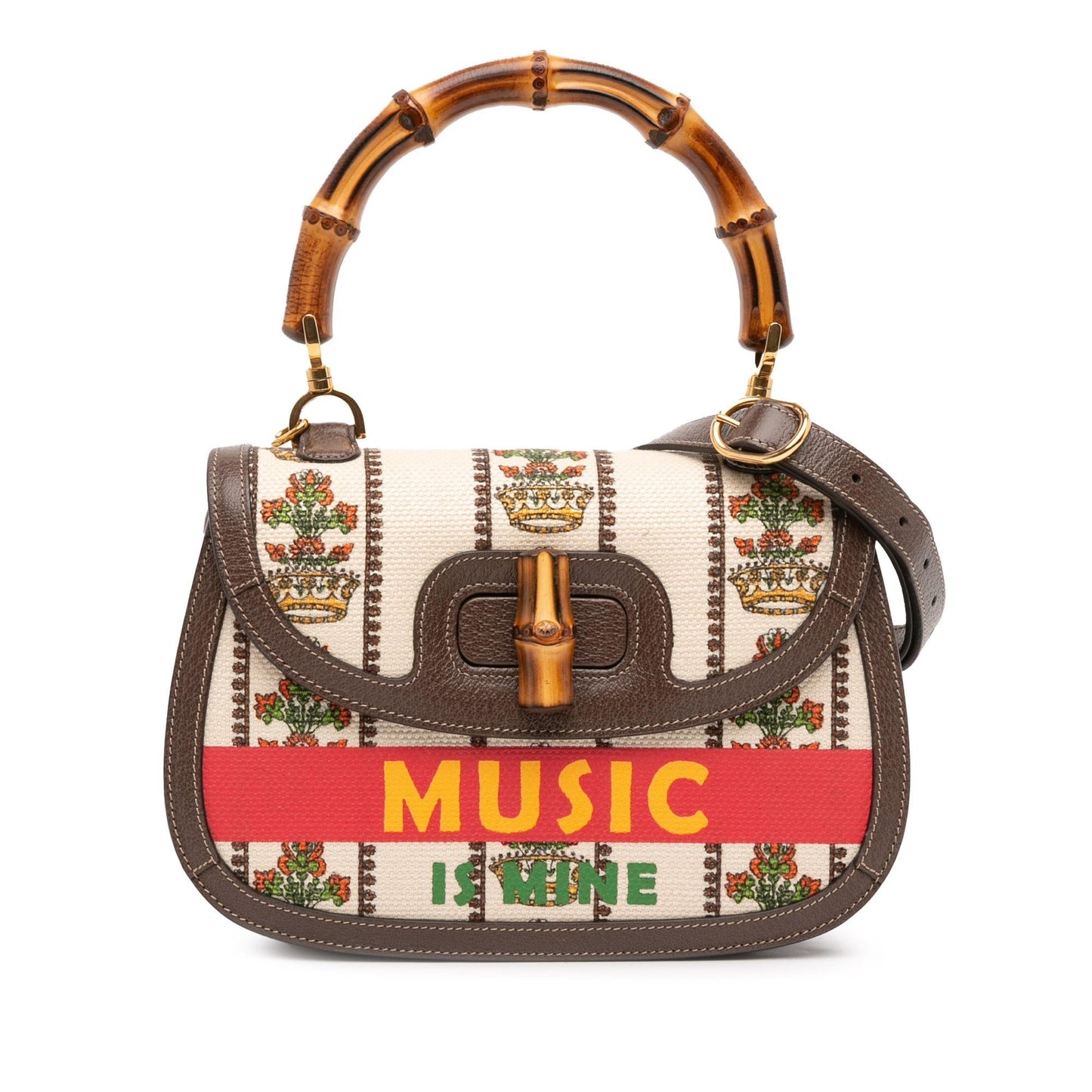 Gucci 100th Anniversary Bamboo Canvas Medium Top Handle Travel Bag
