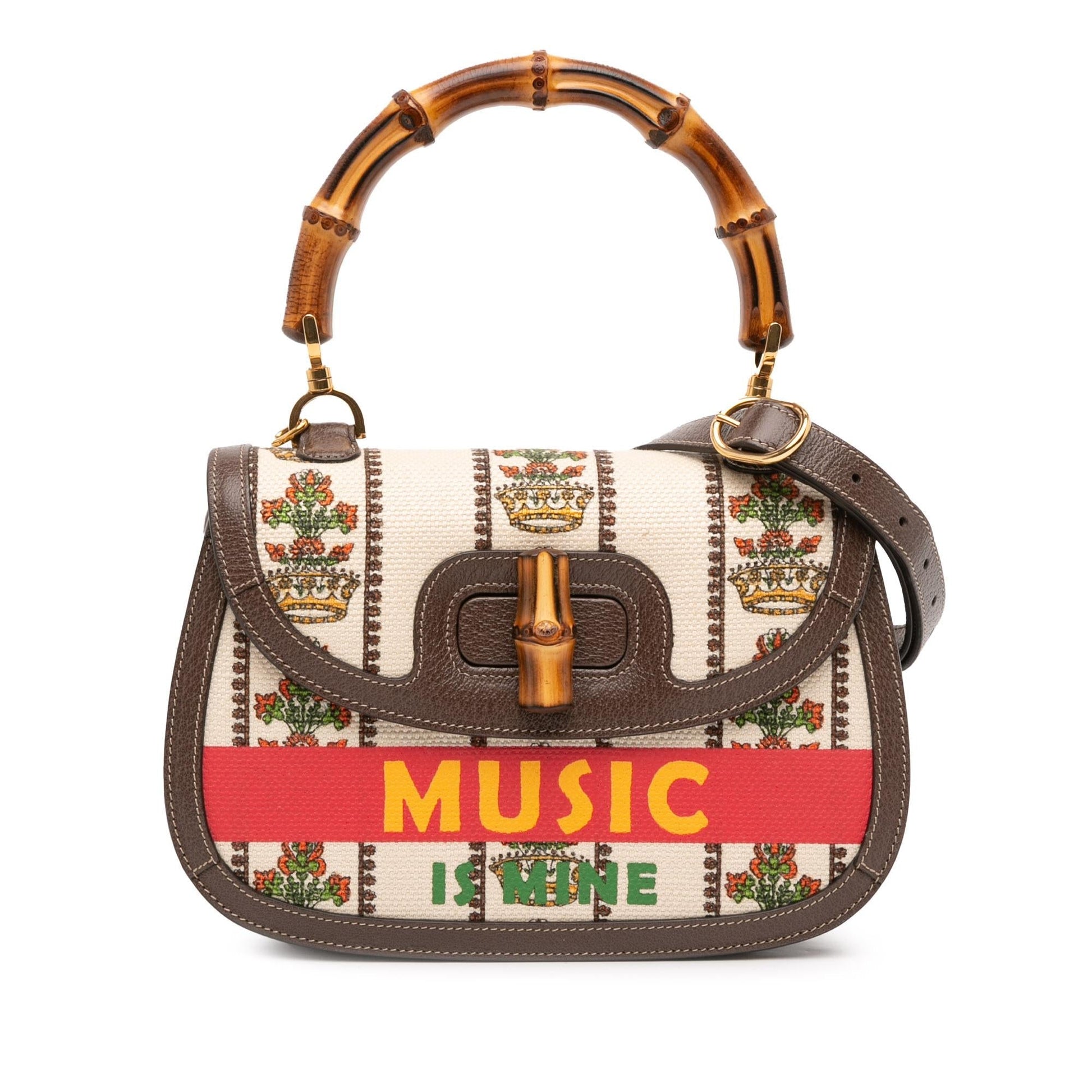 Gucci 100th Anniversary Bamboo Canvas Medium Top Handle Travel Bag