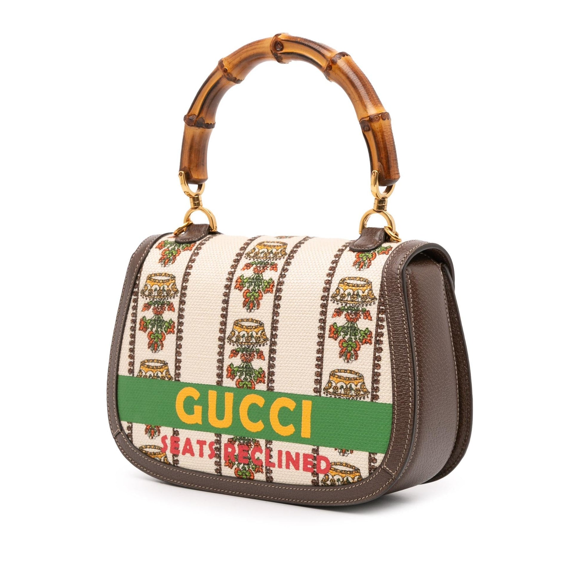Gucci 100th Anniversary Bamboo Canvas Medium Top Handle Travel Bag