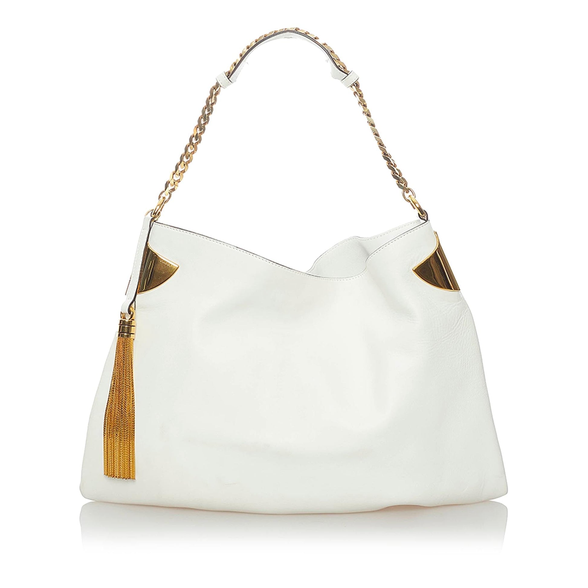 Gucci SHG Leather Calf White Chain Shoulder Bag