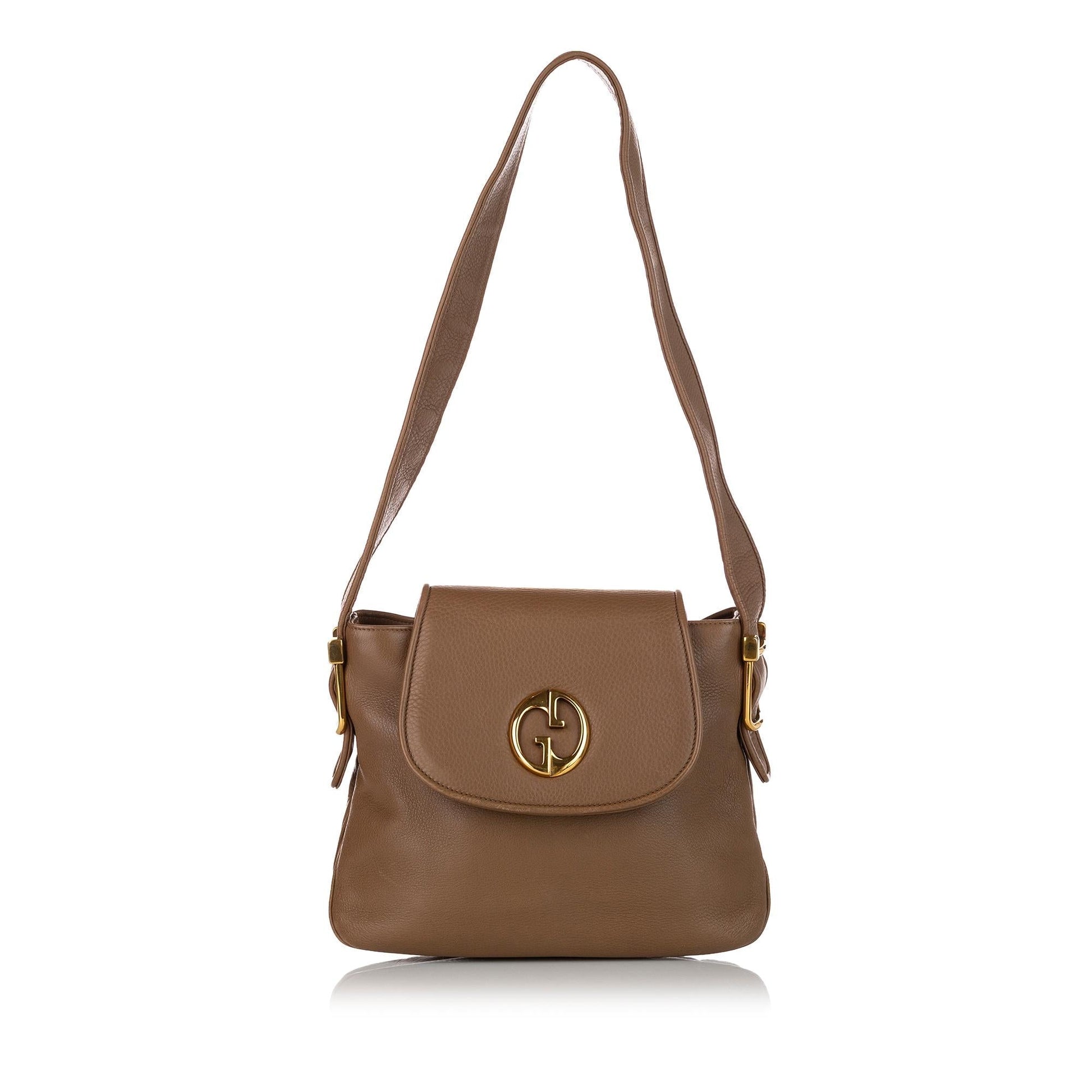 Gucci SHG Calf Brown Flap Shoulder Bag