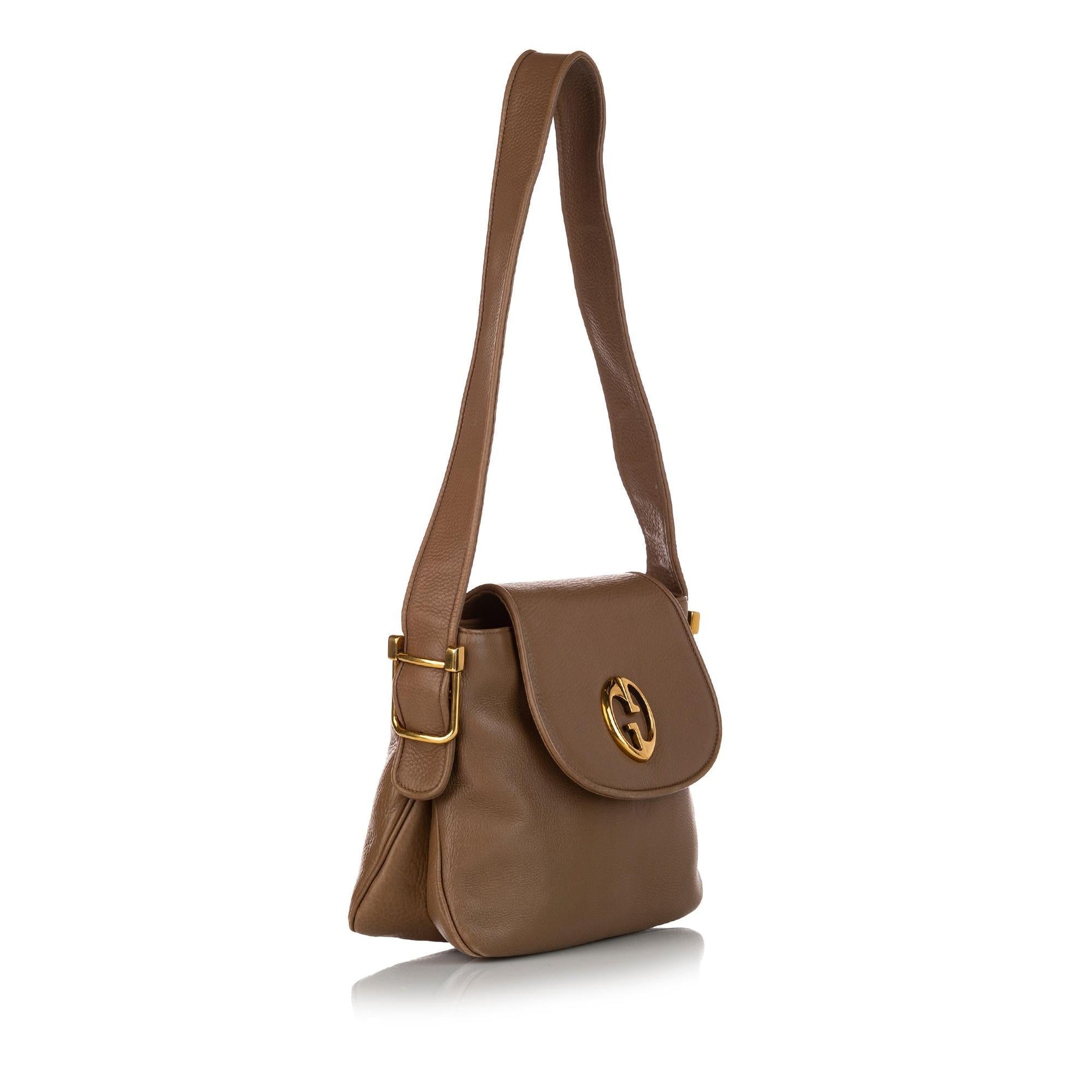 Gucci SHG Calf Brown Flap Shoulder Bag