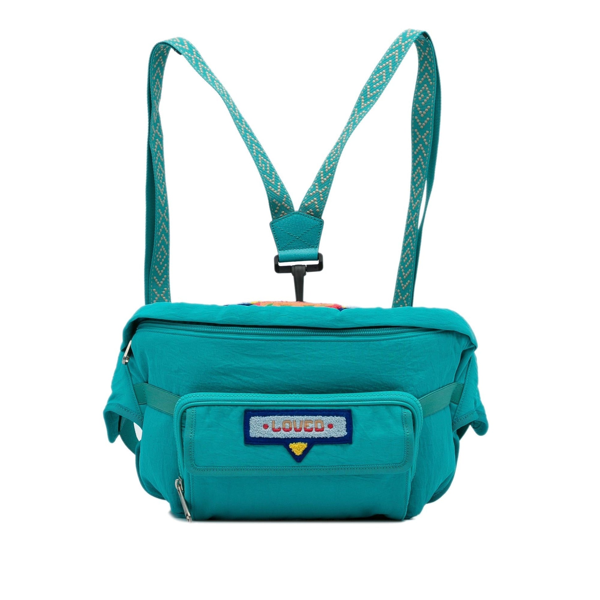 Gucci 80s Patch Convertible Belt SHG-3UFyZN Nylon Green Accessory