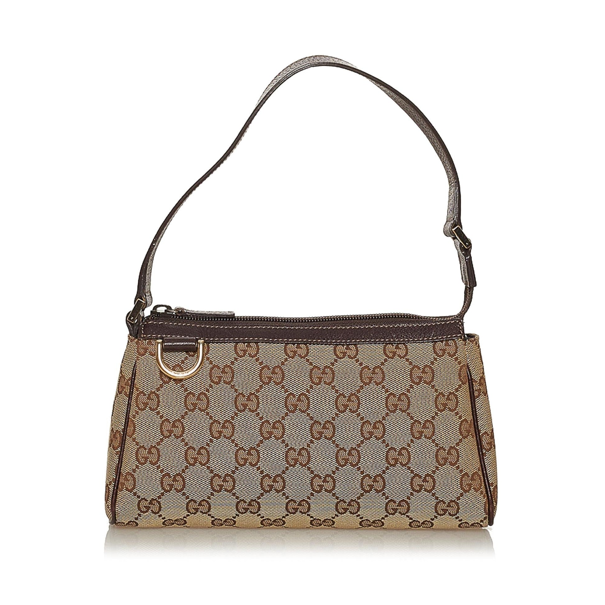 Gucci Abbey GG Baguette SHG Canvas Brown Handbag Baguette Shg