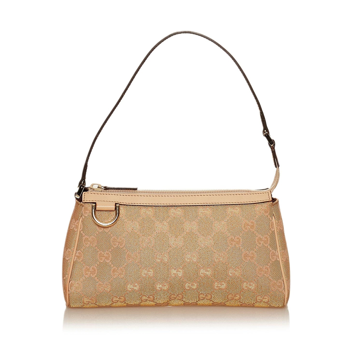 Gucci Abbey GG Baguette SHG Canvas Calf White Brown Handbag Baguette Shg