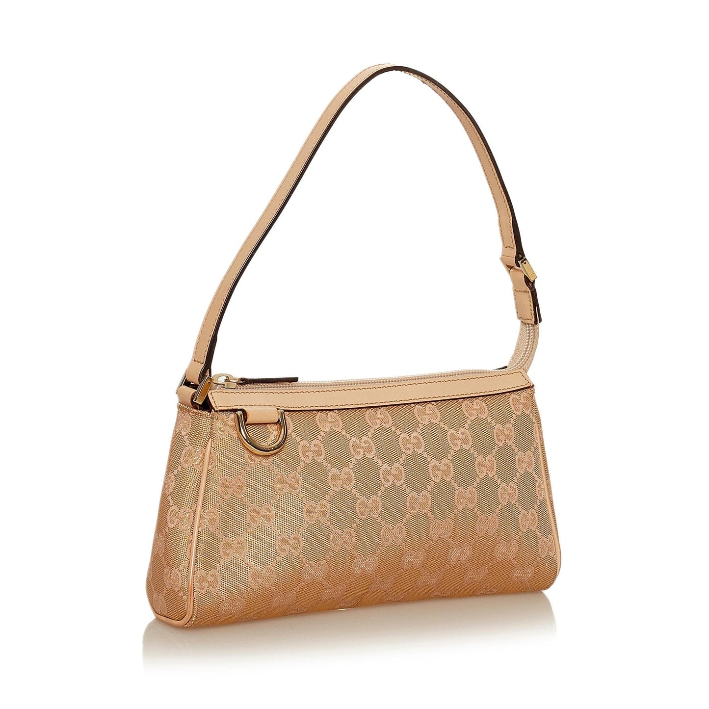 Gucci Abbey GG Baguette SHG Canvas Calf White Brown Handbag Baguette Shg